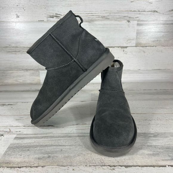 Koolaburra by Ugg Womens Classic Short Mini Slip On Boots Charcoal Size 7 - Picture 5 of 9